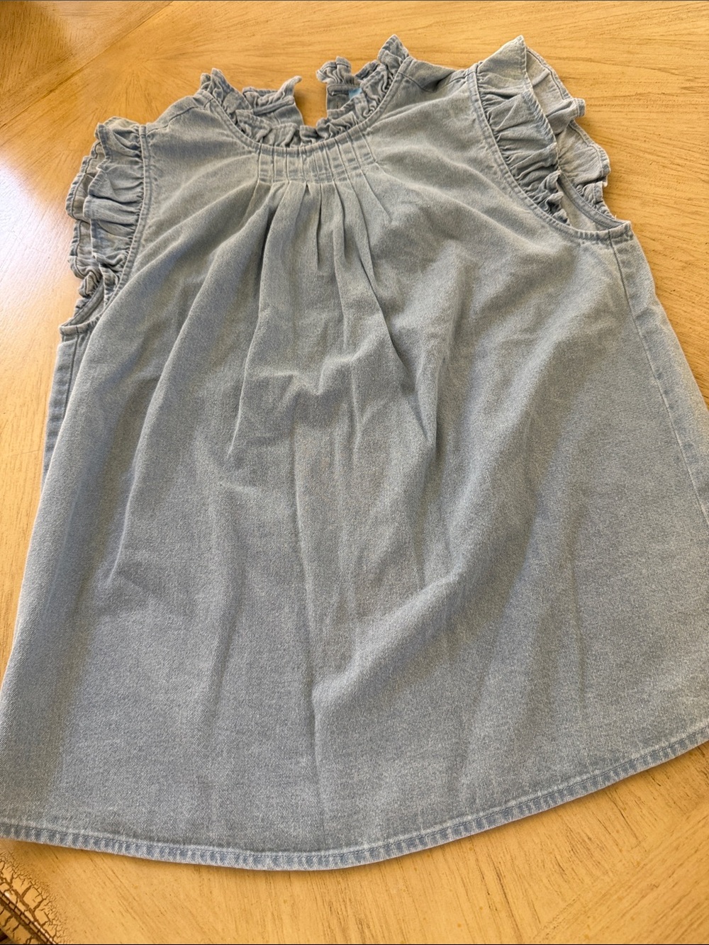Draper James Chambray Ruffle Sleeve Tank in Pale Blue. NWOT